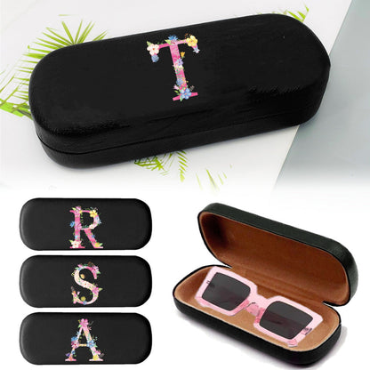 Stylish Pink Letter Series Eyeglasses Case - Tough Faux Leather Shell, Protects Fashion Glasses from Scratches