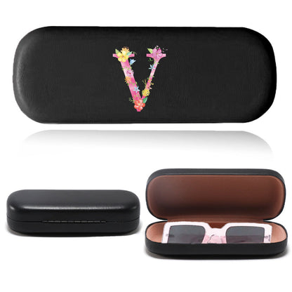 Stylish Pink Letter Series Eyeglasses Case - Tough Faux Leather Shell, Protects Fashion Glasses from Scratches