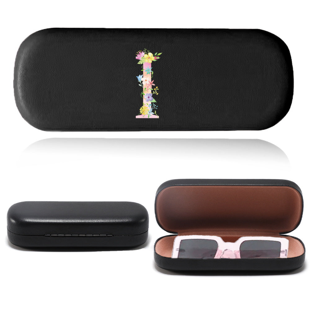 Stylish Pink Letter Series Eyeglasses Case - Tough Faux Leather Shell, Protects Fashion Glasses from Scratches