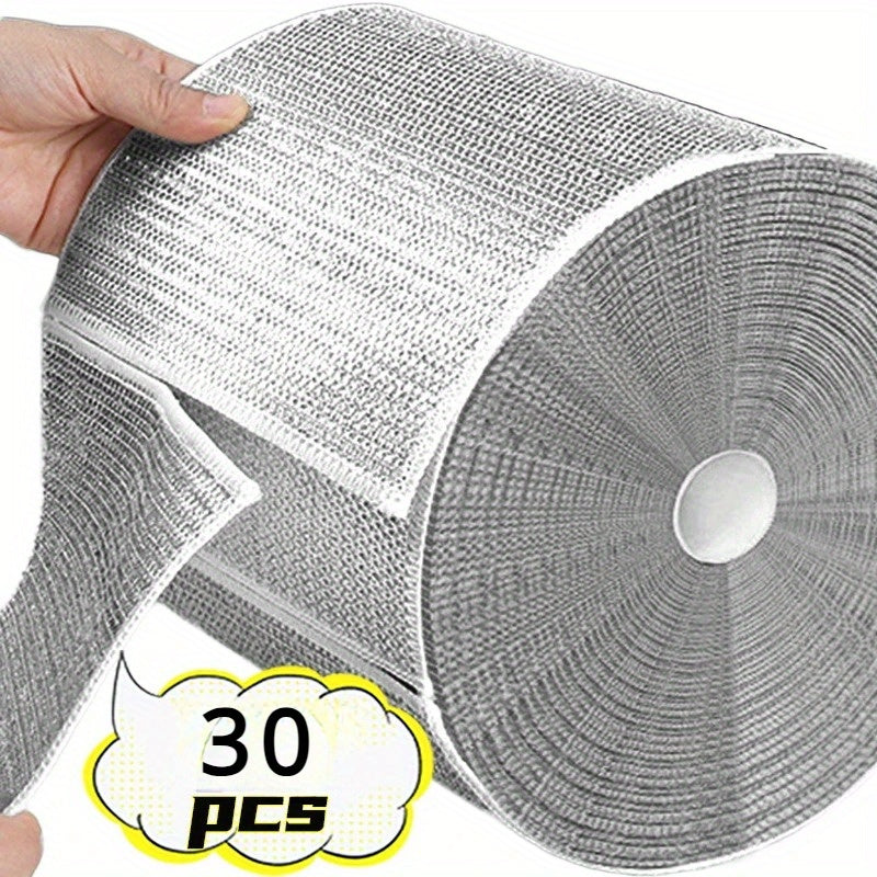 30pcs Ultra-Fine Microfiber Steel Wool Soap Pads - Double-Sided Kitchen Scrubbers