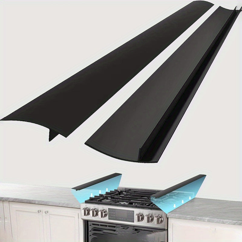 Protect your kitchen countertop, stove, and oven with this 2-pack of black silicone gap covers. These heat resistant seal strips are easy to clean and recommended for appliance interfaces. Perfect for cooking, dining, and barbecue use.