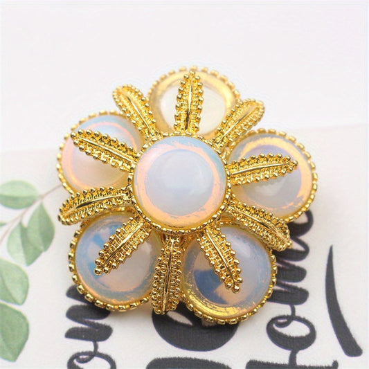 Vintage uslubidagi Jelly Flower brosh - Murakkab qotishma va rhinestone pin, Ayollar uchun zamonaviy moda aksessuari