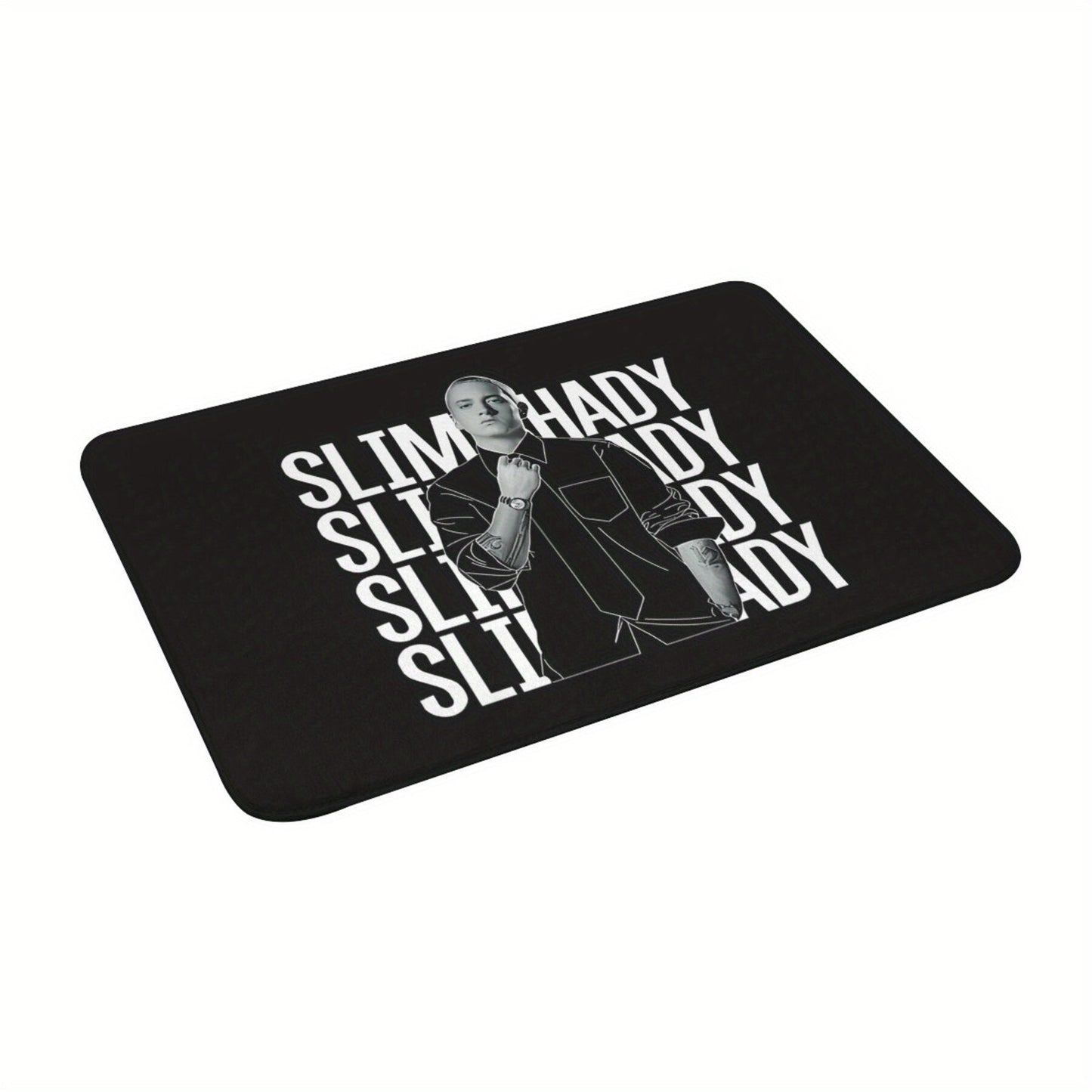 Polyester Doormat featuring Slim Shady Theme - Easy to Clean, Rectangle Shape, Lightweight, Non-Slip Backing, Perfect for Indoor Entryways, Machine-Made, Ideal Christmas Present (1 Piece)