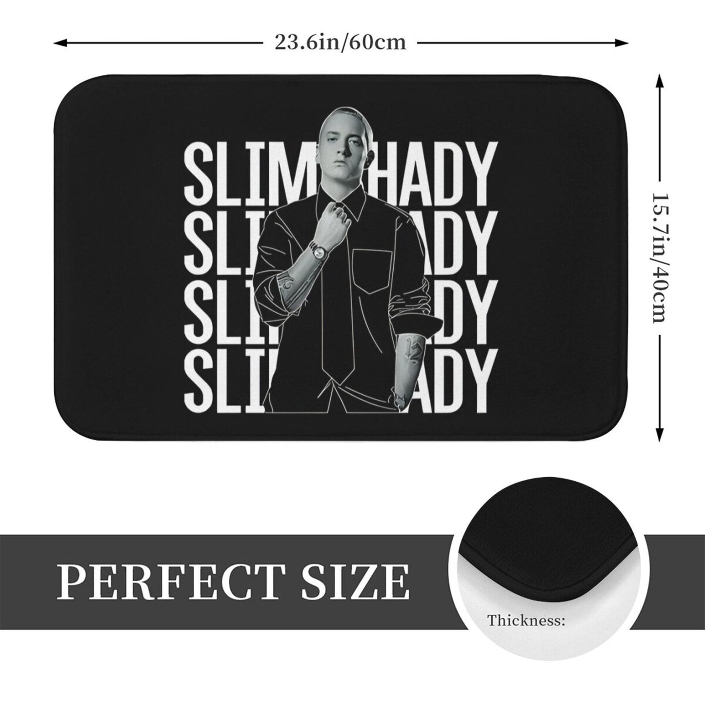 Polyester Doormat featuring Slim Shady Theme - Easy to Clean, Rectangle Shape, Lightweight, Non-Slip Backing, Perfect for Indoor Entryways, Machine-Made, Ideal Christmas Present (1 Piece)