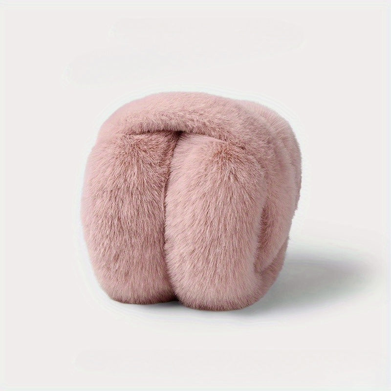 Pumplux Women's Plush Earmuffs - Soft Knit Winter Ear Warmers, Foldable Design, Hand-Washable, Made of Polyester