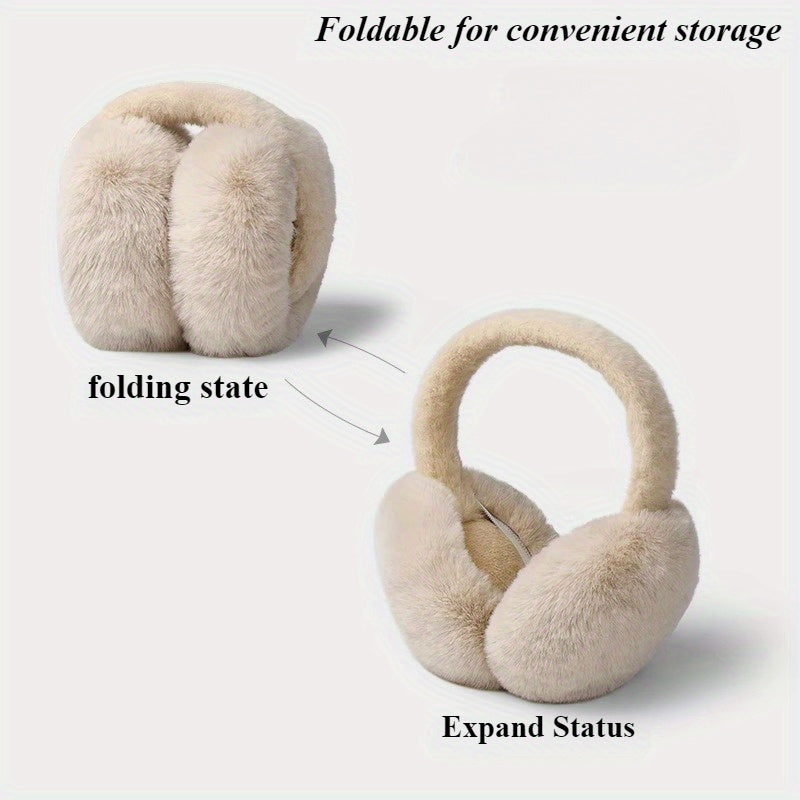 Pumplux Women's Plush Earmuffs - Soft Knit Winter Ear Warmers, Foldable Design, Hand-Washable, Made of Polyester