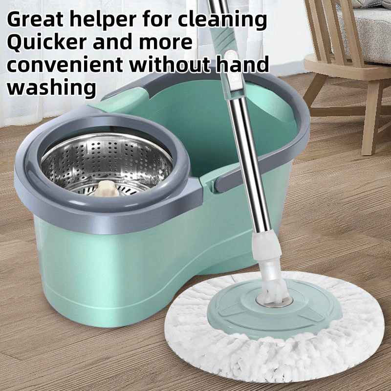 Get the 1 Set Dual Power Spin Mop and Bucket, perfect for cleaning wet or dry floors, tiles, and wood. This super absorbent set is durable and easy to use, making it an ideal cleaning tool for any room in your home. Made of plastic material, it is