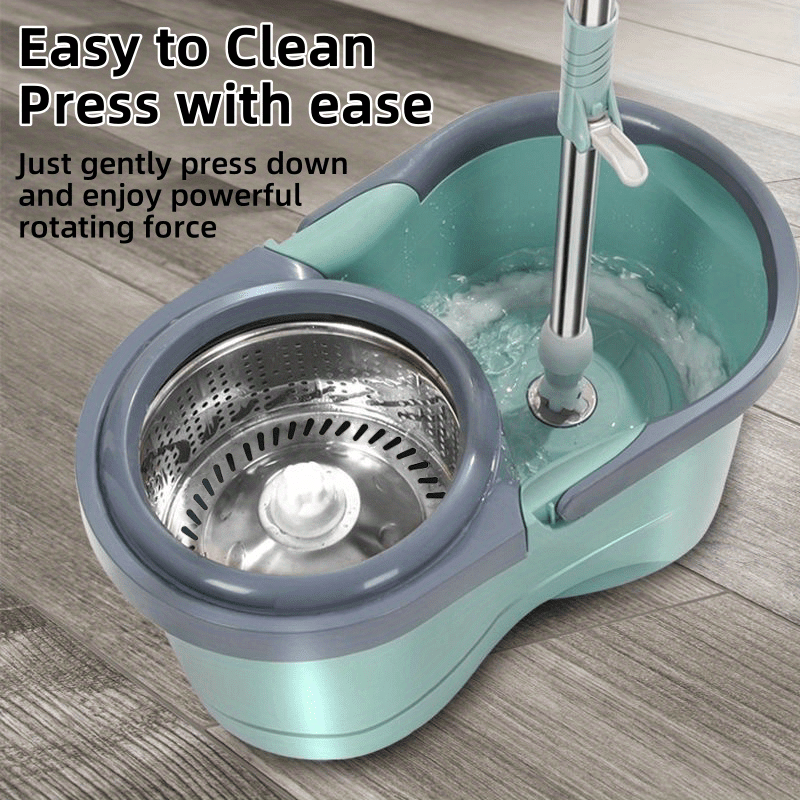 Get the 1 Set Dual Power Spin Mop and Bucket, perfect for cleaning wet or dry floors, tiles, and wood. This super absorbent set is durable and easy to use, making it an ideal cleaning tool for any room in your home. Made of plastic material, it is