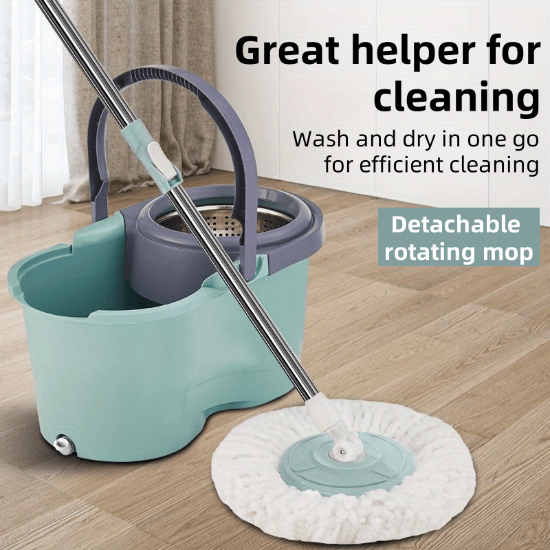 Get the 1 Set Dual Power Spin Mop and Bucket, perfect for cleaning wet or dry floors, tiles, and wood. This super absorbent set is durable and easy to use, making it an ideal cleaning tool for any room in your home. Made of plastic material, it is