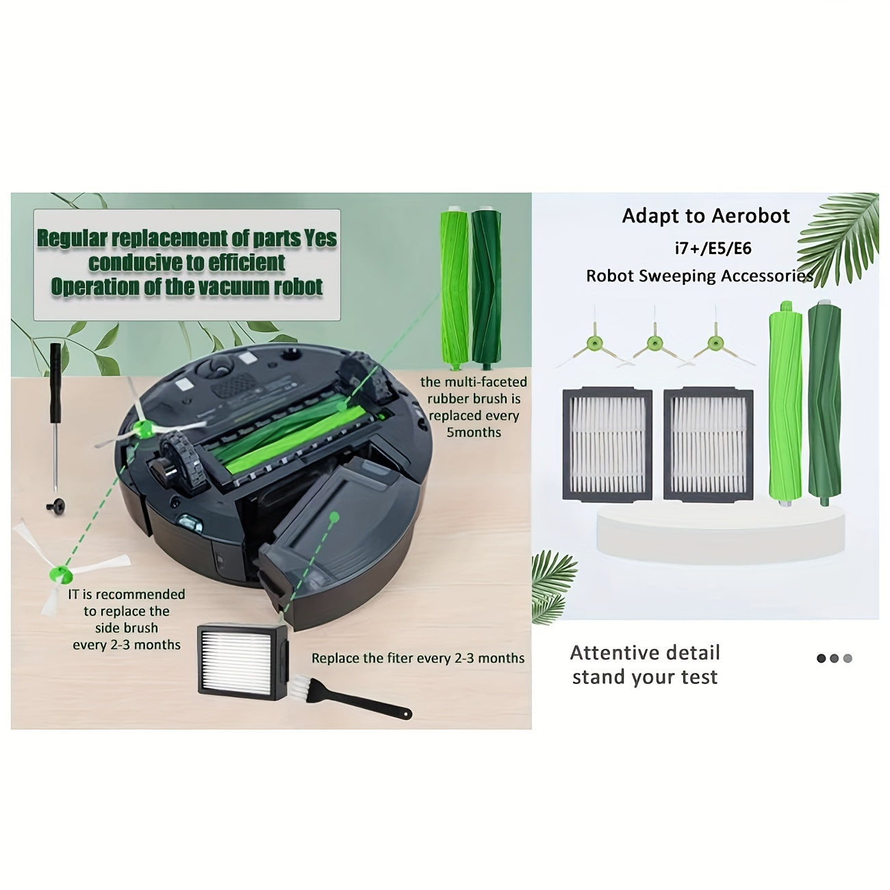 Upgrade your iRobot vacuum cleaner with this accessory kit that includes 1 set of double multi-surface rubber brushes, 3 HEPA filters, and 4 edge cleaning brushes. Easy to install with no need for battery replacement, this kit is designed to enhance the