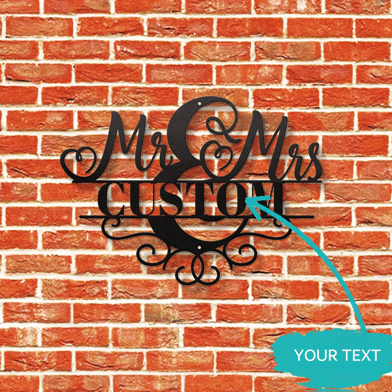 Vintage Black Metal Monogram Wall Art for the Custom Mr & Mrs, ideal for Home and Youngsters' Showers.