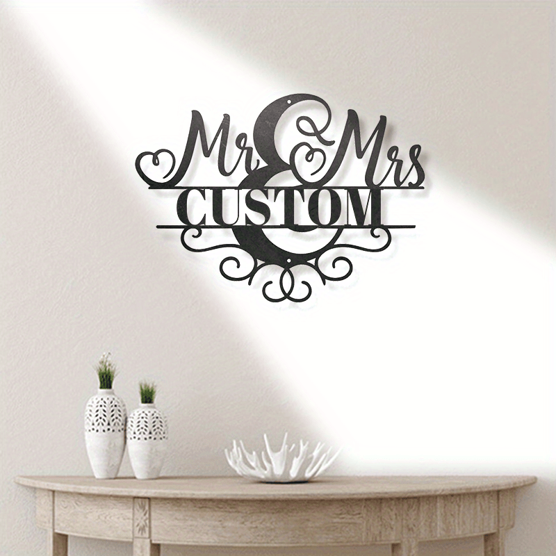 Vintage Black Metal Monogram Wall Art for the Custom Mr & Mrs, ideal for Home and Youngsters' Showers.