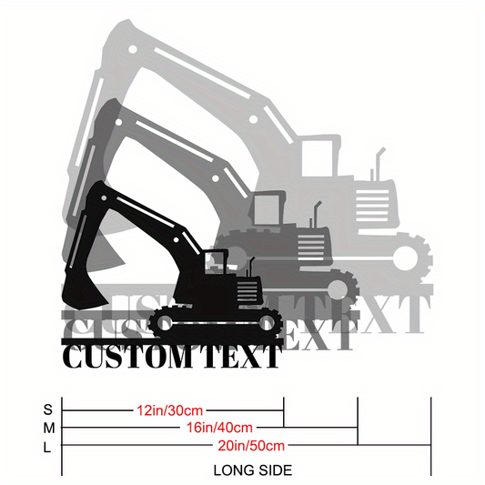 Vintage Bulldozer & Excavator Metal Wall Art - Customized for Your Home's Decor in Black Iron