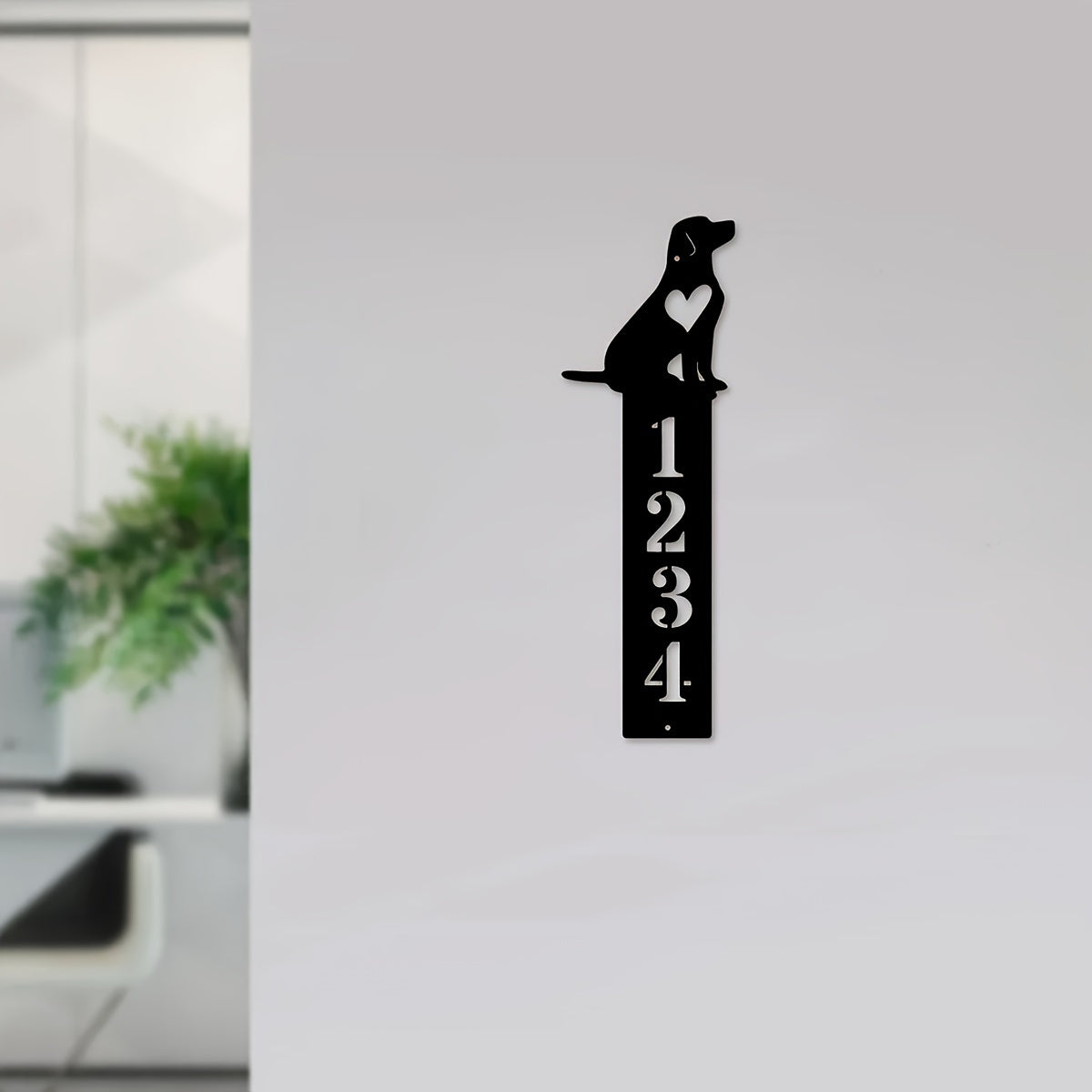 Personalize your home with a custom metal address plaque in black iron. This door number sign can be tailored to your taste and is perfect for hanging in your entryway. Give your home a modern touch with this unique identifier that also makes a great