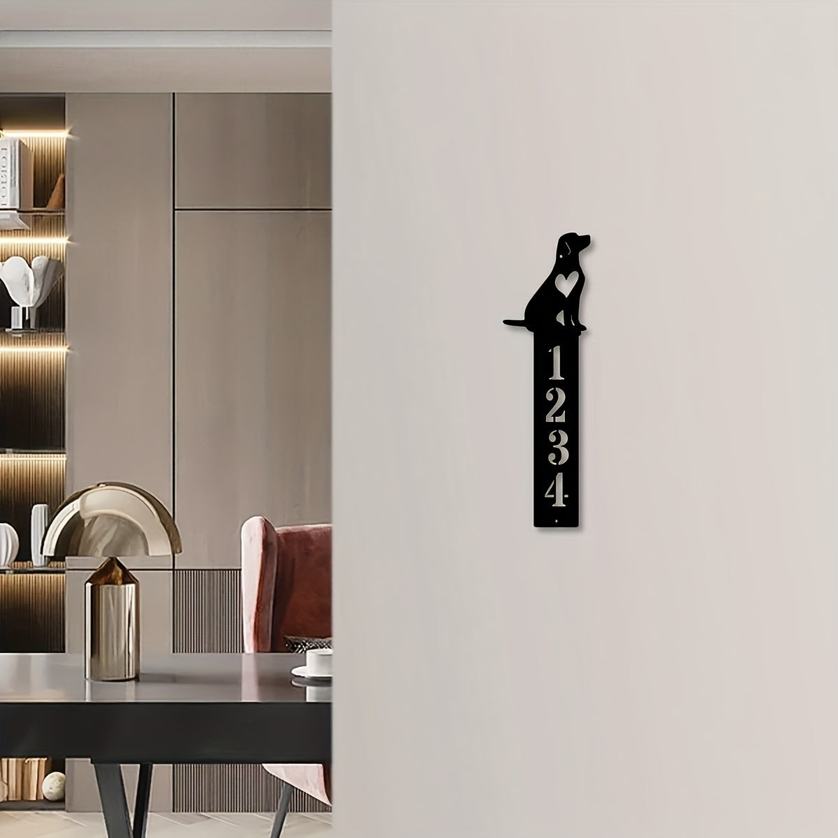 Personalize your home with a custom metal address plaque in black iron. This door number sign can be tailored to your taste and is perfect for hanging in your entryway. Give your home a modern touch with this unique identifier that also makes a great