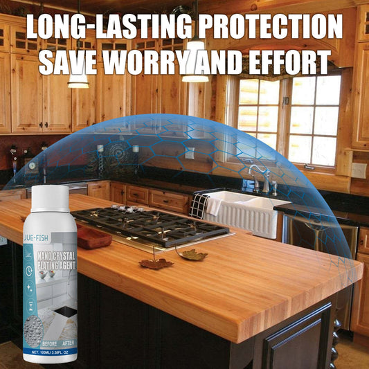 Protective Film for Renovating Kitchen Countertops with Nano Crystal Plating Agent for Marble and Quartz Stone.