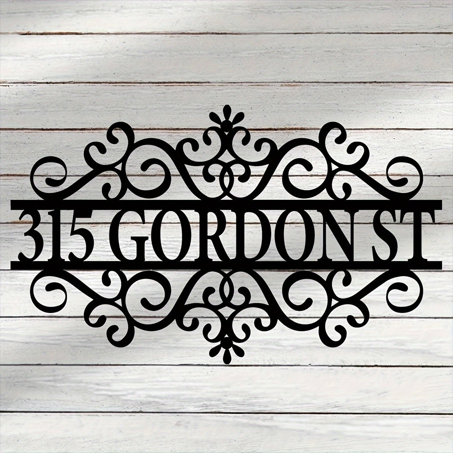 Customize your outdoor decor with a sleek Black Iron Metal Door Hanger featuring your own House Number and Stylish Pattern - Perfect for adding a touch of elegance to your home address or garden. Suitable for individuals ages 14 and up, this unique gift