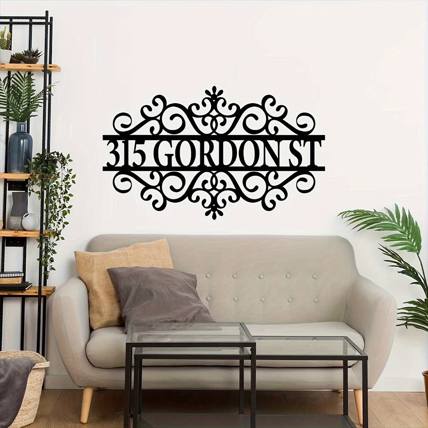 Customize your outdoor decor with a sleek Black Iron Metal Door Hanger featuring your own House Number and Stylish Pattern - Perfect for adding a touch of elegance to your home address or garden. Suitable for individuals ages 14 and up, this unique gift