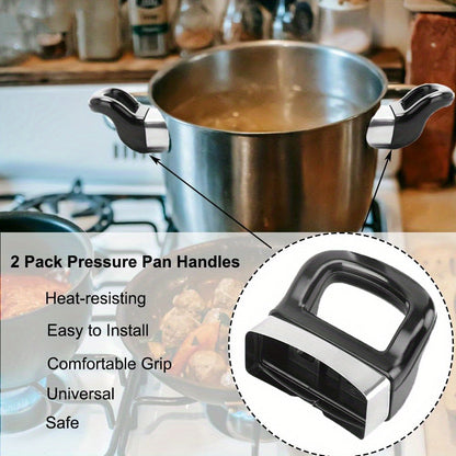 Set of 2 Kitchen Cookware Side Handles - Simple Installation, Comfortable Grip for Pressure Cooker, Soup Pot & Steamer - Sturdy Replacement Handle Set with Mounting Screws included