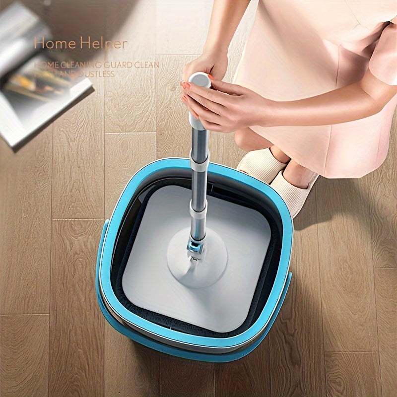 Smart Cleaning Kit for Living Room with Manual Rotating Mop and Wastewater Separator - Includes Dust Remover, No Electricity Needed for Efficient Home Cleaning