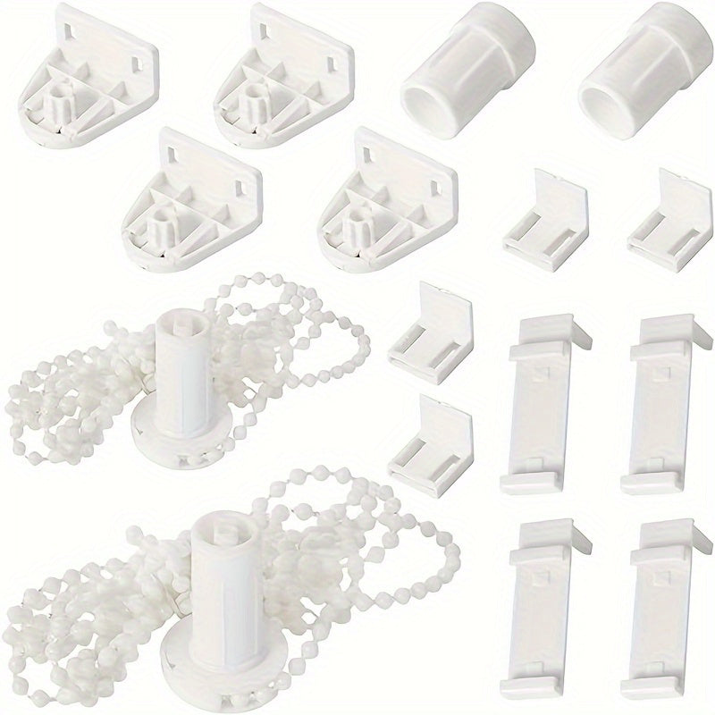 Repairing roller blinds is made easy with this durable white plastic repair kit. It includes everything you need for simple installation, including a clutch, bracket, and more.