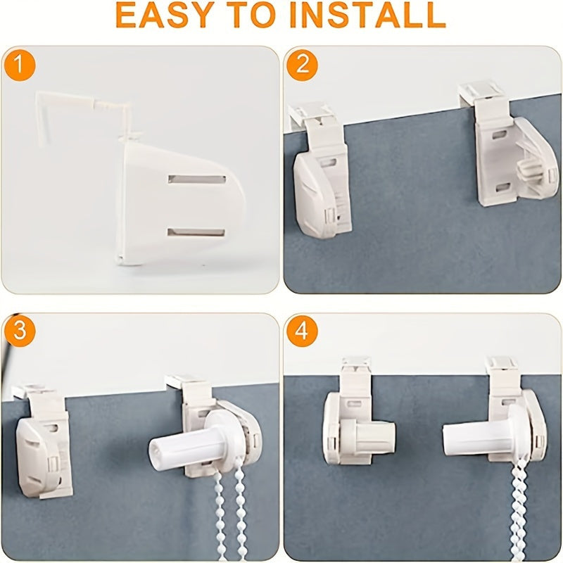 Repairing roller blinds is made easy with this durable white plastic repair kit. It includes everything you need for simple installation, including a clutch, bracket, and more.