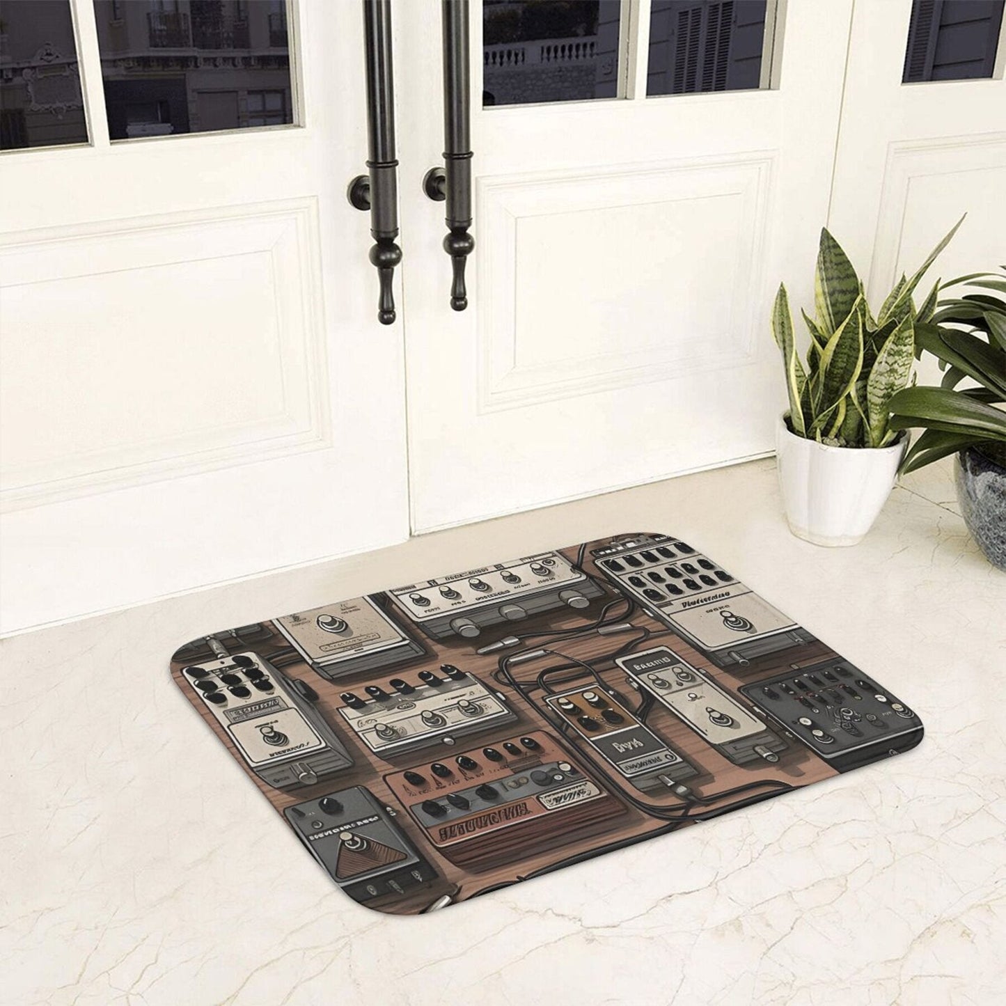 Non-Slip Guitar Effect Pedal Board Design Mat - Easy to Clean, Lightweight Polyester, Rectangular Mat for Kitchen, Balcony, Entryway - Musical Decor Rug for Music Lovers