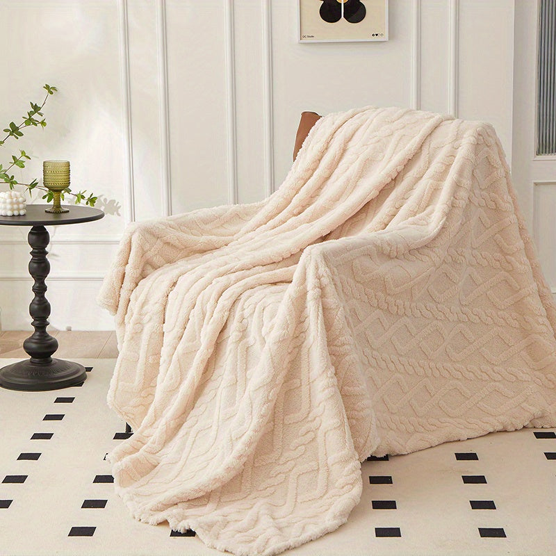 Opulent Taffeta Throw Blanket - Featuring a Solid Color with a Contemporary Geometric Design, Provides Year-Round Comfort for Both Beds and Sofas