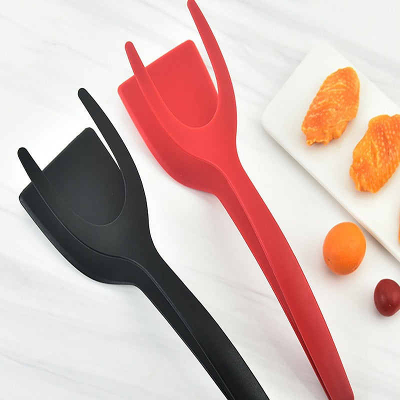 Set of 2 Silicone Egg & Pancake Turners - These non-stick, food-grade spatulas feature heat-resistant red handles for easy cooking and flipping. Perfect for use with nonstick cookware, they have an ergonomic design and are made of heat-resistant