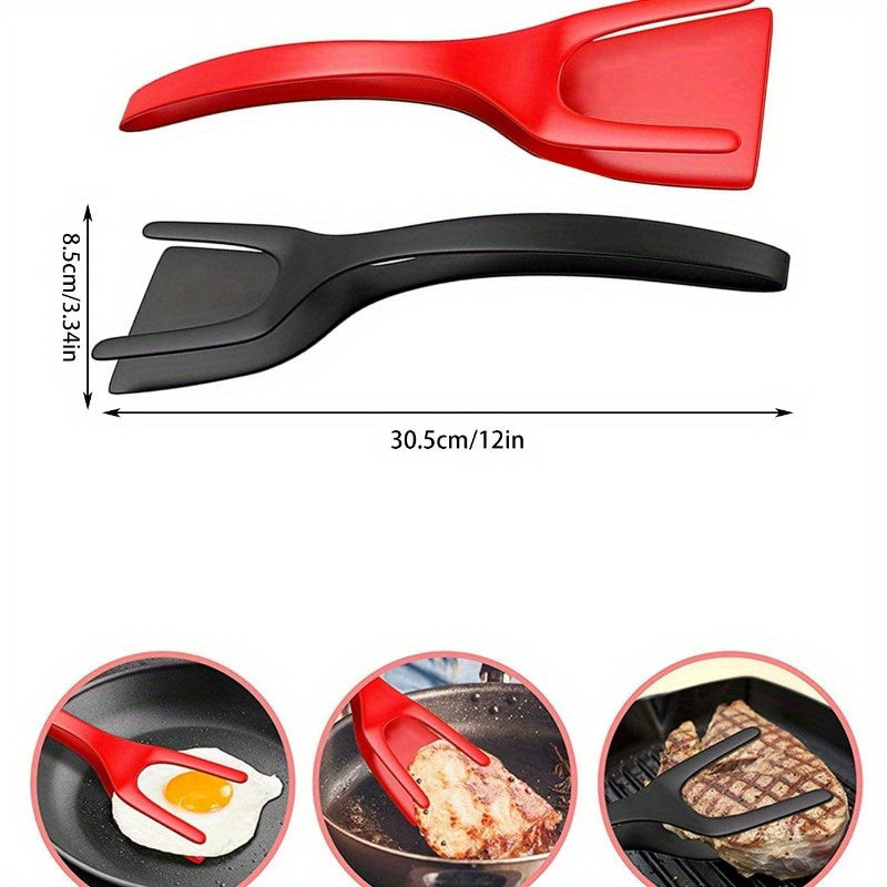 Set of 2 Silicone Egg & Pancake Turners - These non-stick, food-grade spatulas feature heat-resistant red handles for easy cooking and flipping. Perfect for use with nonstick cookware, they have an ergonomic design and are made of heat-resistant