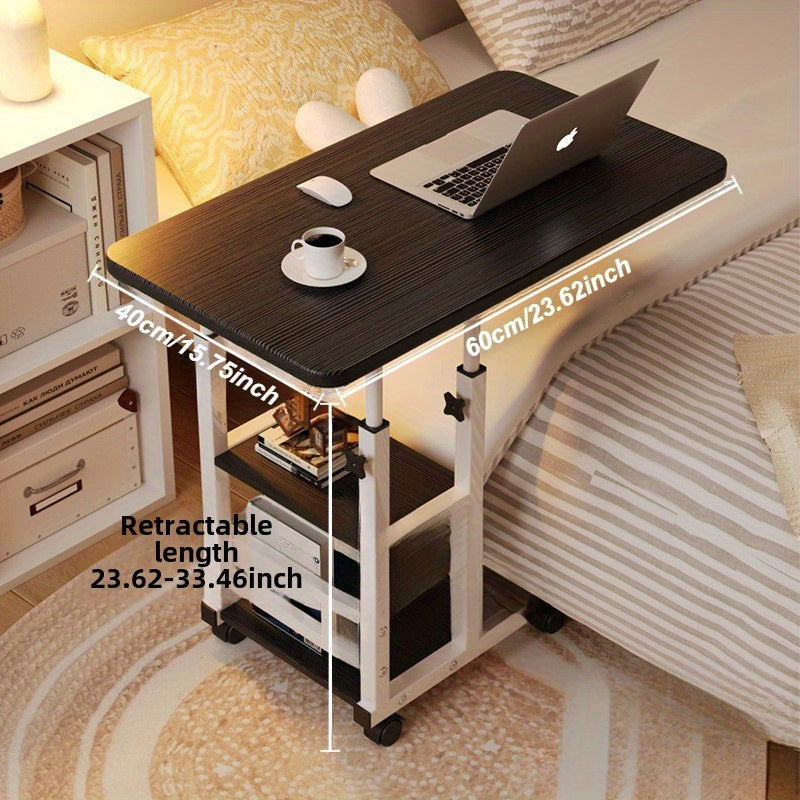 Adjustable Height Bedside Table - Rolling Laptop Desk with Shelf, Ideal for Bedroom, Student, Dorm Room, Home Office. Height ranges from 59.99cm to 84.99cm. Price: $59.99-84.99.