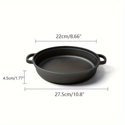 Durable Kitchen Accessory: 21.84cm Pre-Seasoned Cast Iron Skillet Frying Pan with Non-Stick Coating - Dual Handles, Suitable for Oven, Stove, Grill & Campfire, Includes Operation & Care Instructions, Hand Wash Only