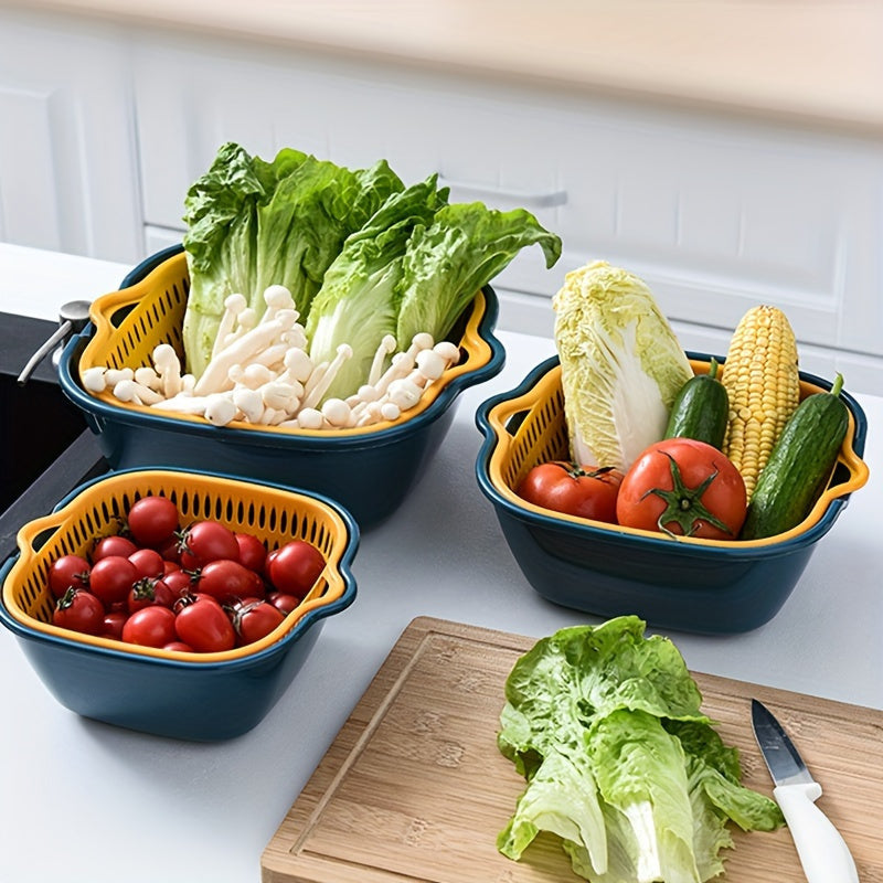 This bundle includes six kitchen filters with a double-row design, perfect for straining water and made of durable plastic. These filters are great for washing fruits and vegetables in restaurant kitchens. The set also comes with an eight-piece