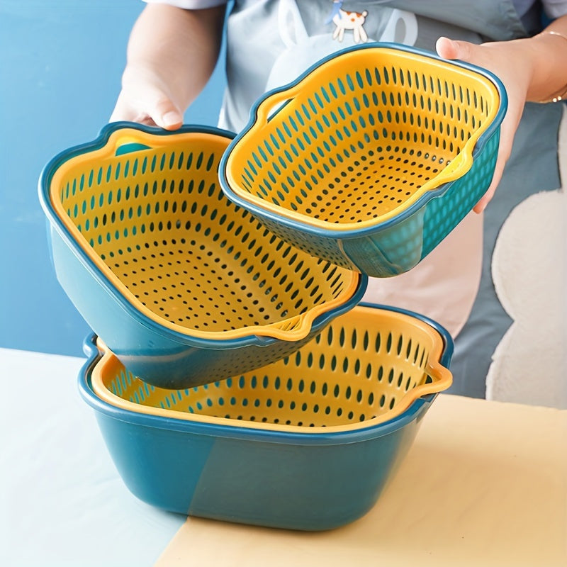 This bundle includes six kitchen filters with a double-row design, perfect for straining water and made of durable plastic. These filters are great for washing fruits and vegetables in restaurant kitchens. The set also comes with an eight-piece