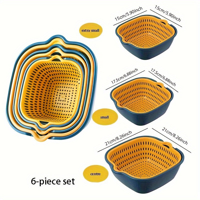 This bundle includes six kitchen filters with a double-row design, perfect for straining water and made of durable plastic. These filters are great for washing fruits and vegetables in restaurant kitchens. The set also comes with an eight-piece