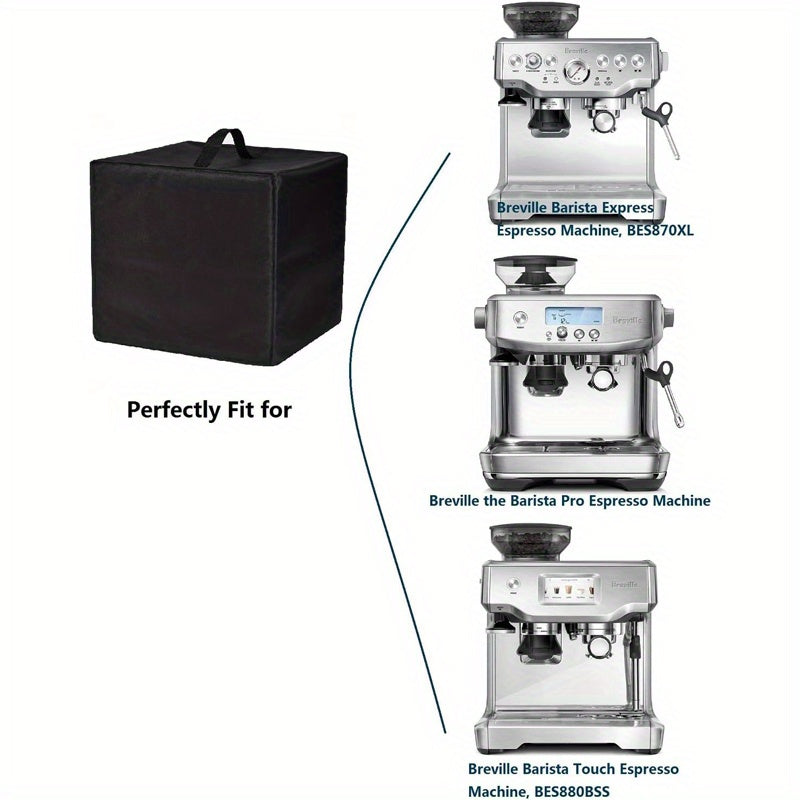 Protect your Breville Espresso Machine with this waterproof dust cover. Compatible with Barista Express BES870XL, BES870BSXL, Barista Pro, and Barista Touch BES880BSS models. This protective accessory comes with a handle and does not require electricity