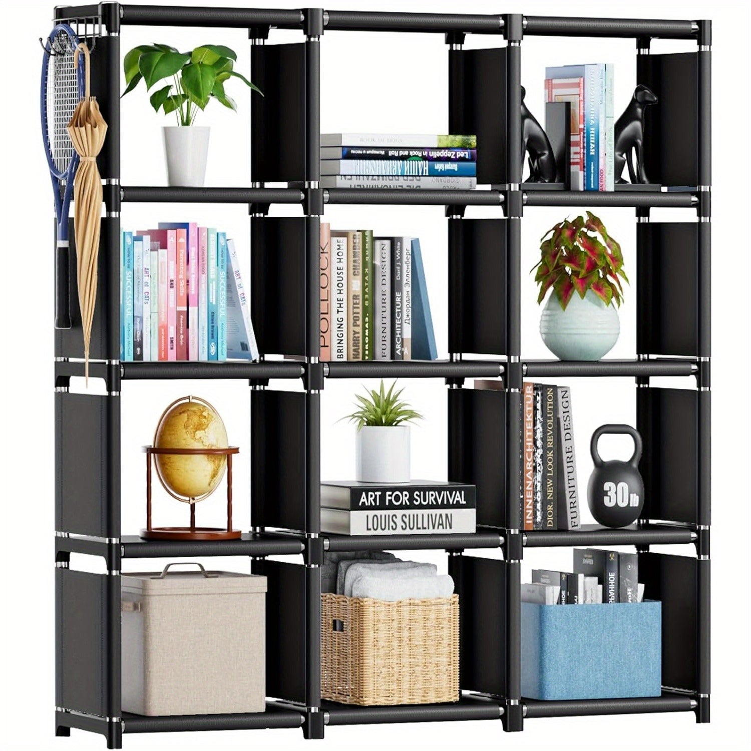 Mavivegue Book Shelf, 12 Cube Storage Organizer for Bedroom, Living Room, Home, Office.