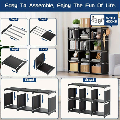 Mavivegue Book Shelf, 12 Cube Storage Organizer for Bedroom, Living Room, Home, Office.