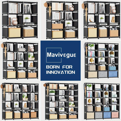 Mavivegue Book Shelf, 12 Cube Storage Organizer for Bedroom, Living Room, Home, Office.