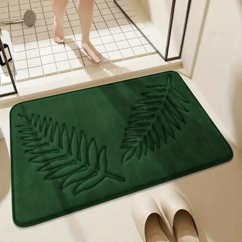 Leaf Embossed Floor Mat - Absorbent and Non-slip, Ideal for Bathroom, Living Room, Bedroom, Kitchen, or Doorstep