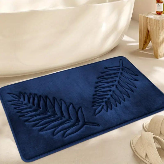 Leaf Embossed Floor Mat - Absorbent and Non-slip, Ideal for Bathroom, Living Room, Bedroom, Kitchen, or Doorstep