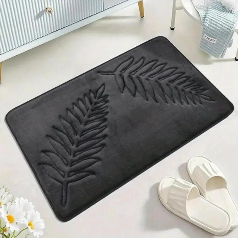 Leaf Embossed Floor Mat - Absorbent and Non-slip, Ideal for Bathroom, Living Room, Bedroom, Kitchen, or Doorstep