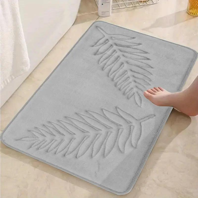 Leaf Embossed Floor Mat - Absorbent and Non-slip, Ideal for Bathroom, Living Room, Bedroom, Kitchen, or Doorstep