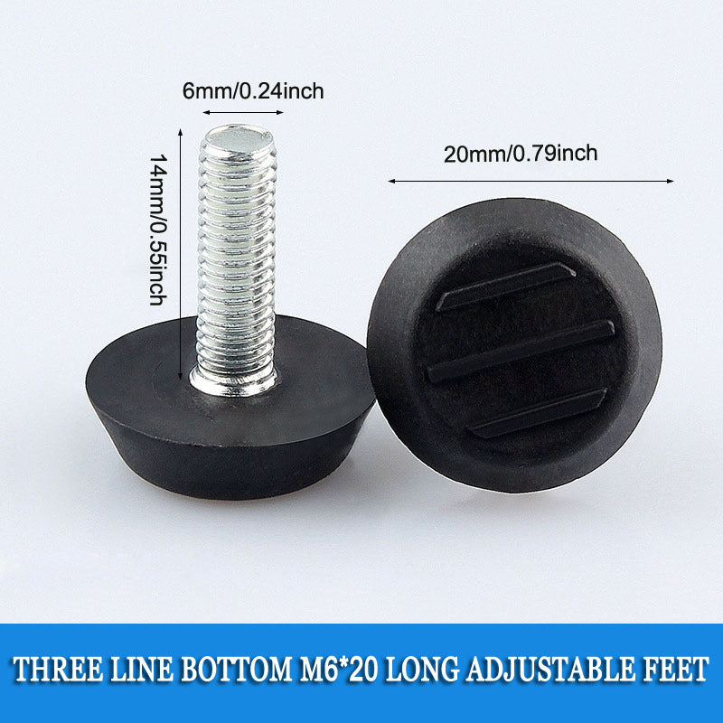 Qora plastik va metall mebel uchun stol, stul, shkaf balandligini oshirish uchun sozlanadigan oyoq pad. Shovqinni kamaytiruvchi, sirpanmaydigan asos. Uy va oshxona uchun ideal almashtirish qismlari. O'lcham: 1 dona, M6*20*14mm.