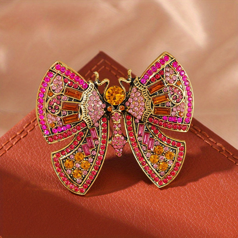 Stunning Vintage Butterfly Brooch adorned with Shimmering Rhinestones - Ideal for Adding a Touch of Grace to Women's Winter Attire, Unique Accent Piece by ESSHPULE