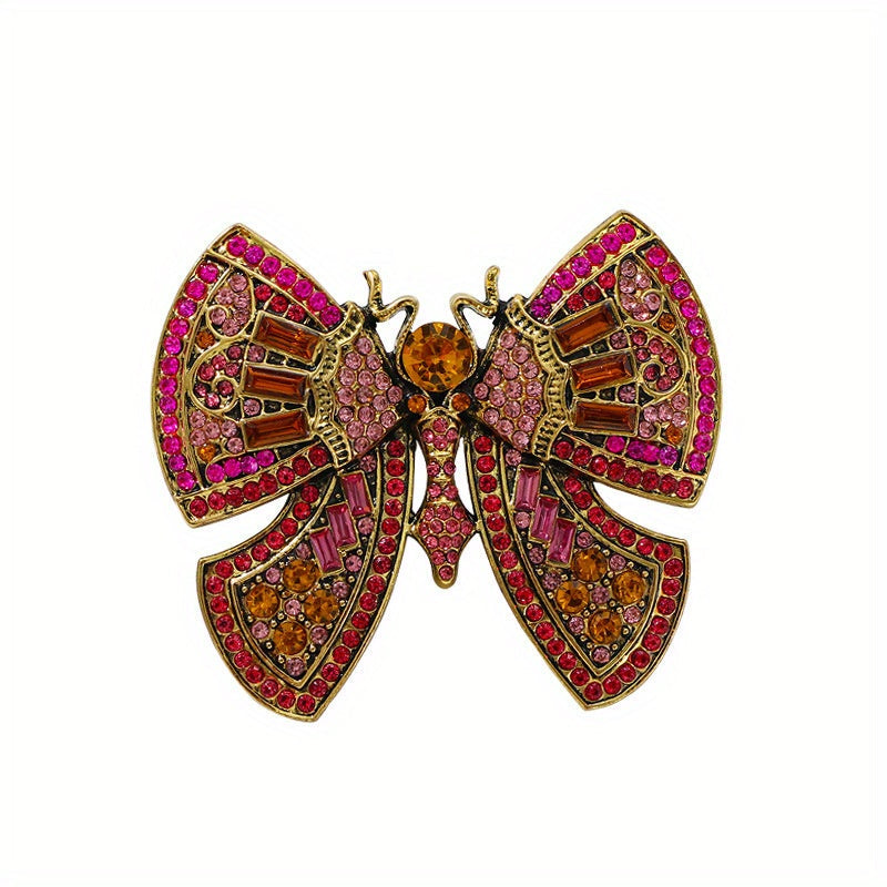 Stunning Vintage Butterfly Brooch adorned with Shimmering Rhinestones - Ideal for Adding a Touch of Grace to Women's Winter Attire, Unique Accent Piece by ESSHPULE