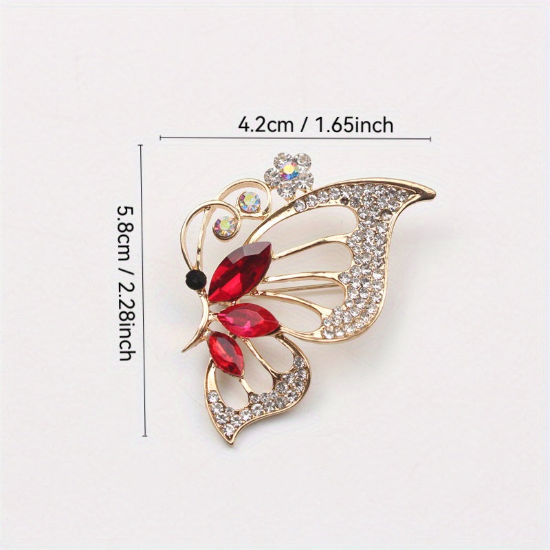 Retro-style brooch corsage coat pin featuring a butterfly and flower design.