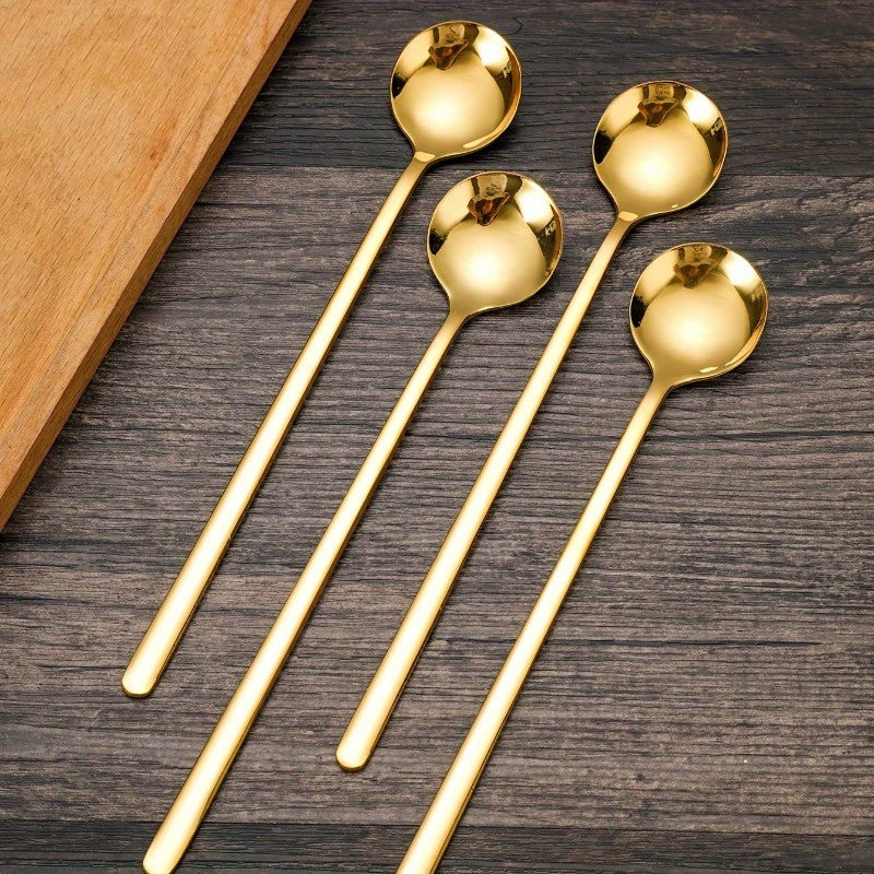 Set of 4/6 Long Handle Stainless Steel Coffee Espresso Tea Spoons - 6.85'' in length - Resistant to Rust, Durable, and Easy to Clean - Ideal for Iced Tea, Coffee, and Desserts - Suitable for Home, Restaurant, or Outdoor Dining