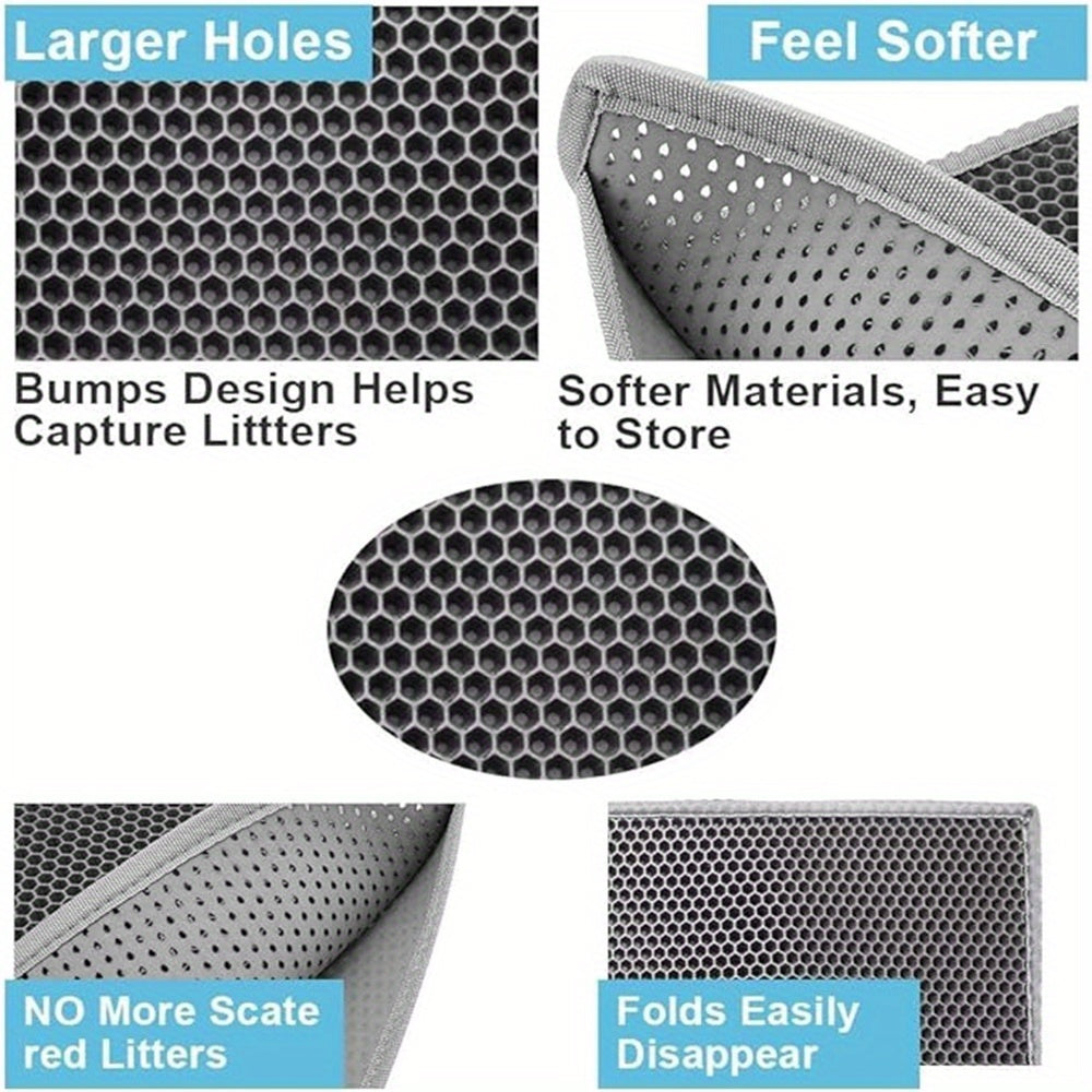 Non-Slip Honeycomb Cat Litter Mat - Washable, Easy-to-Clean for Pet Toilets and Boxes