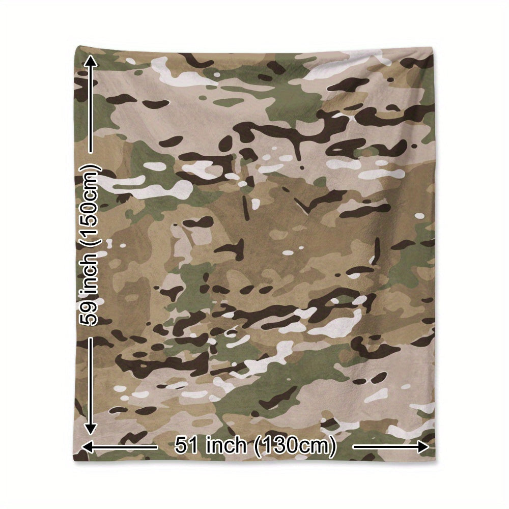 Camouflage Print Blanket - This soft and warm throw blanket is perfect for snuggling on the couch, in the office, or while camping and traveling. It's a multi-purpose gift that can be used all season long.